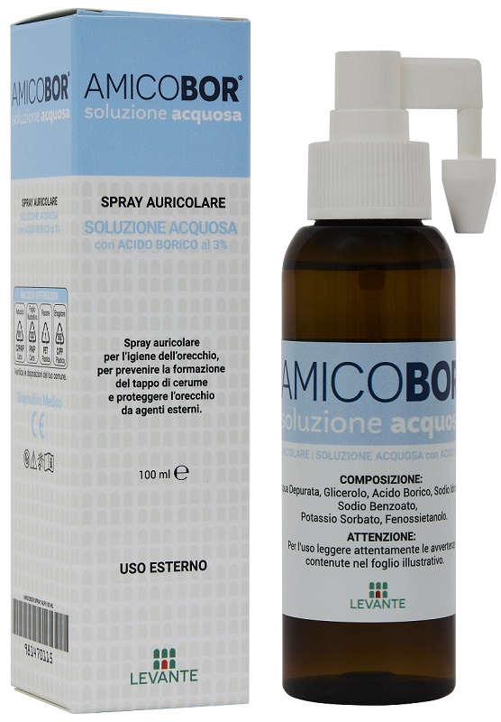 SOLUZIONE ACQUOSA PER IRRIGAZIONE DELL'ORECCHIO AMICOBOR 100 ML - farmachicca