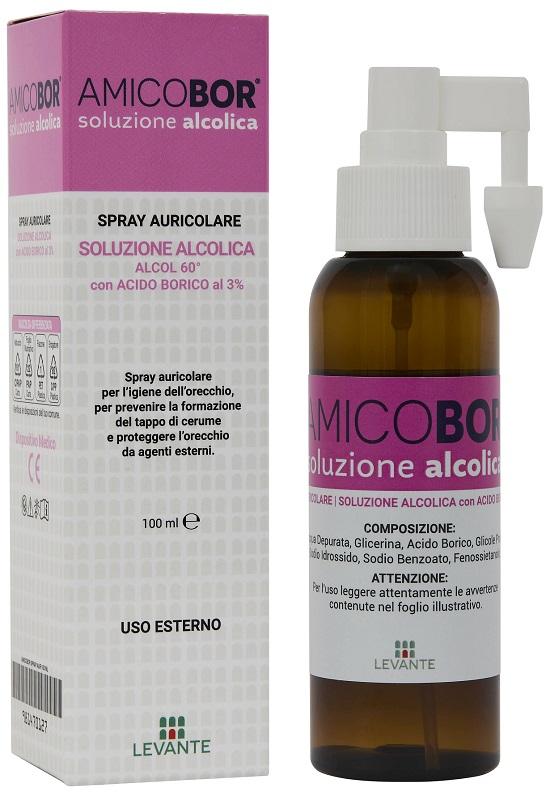 SOLUZIONE ALCOLICA PER IRRIGAZIONE DELL'ORECCHIO AMICOBOR 100 ML - farmachicca