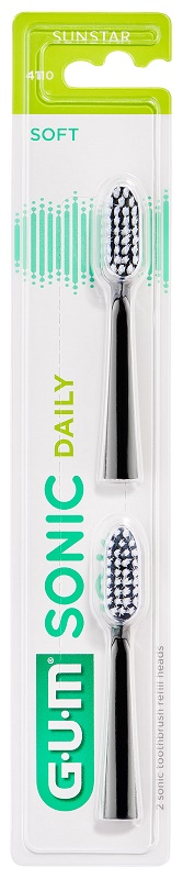 GUM SONIC DAILY SPAZZOLINO BATTERIA REFILL BLACK 2 PEZZI - farmachicca
