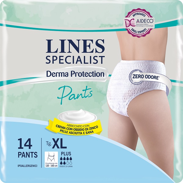 PANNOLONE PER INCONTINENZA LINES SPECIALIST DERMA PANTS PLUS XL 14 PEZZI - farmachicca