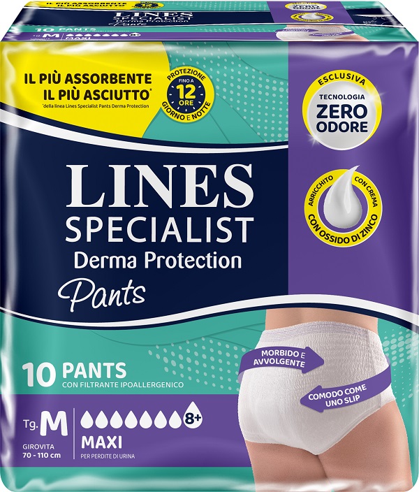 PANNOLONE PER INCONTINENZA LINES SPECIALIST DERMA PANTS MAXI M 10 PEZZI - farmachicca