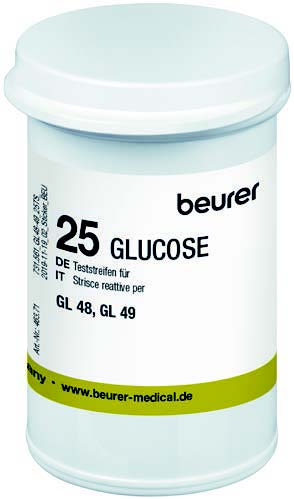 STRISCE MISURAZIONE GLICEMIA BEURER PER GLUCOMETRO GL48/GL49 IN FLACONE 25 PEZZI - farmachicca