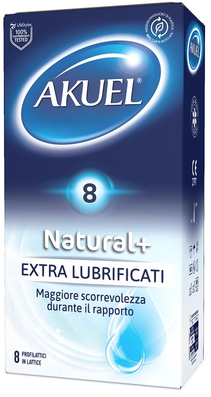 PROFILATTICO AKUEL NATURAL+ EXTRALUBRIFICATO 8 PEZZI - farmachicca