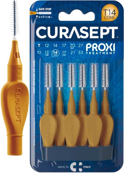 CURASEPT PROXI T14 OCRA/DARK GOLD 6 PEZZI - farmachicca