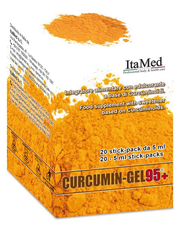 CURCUMIN GEL 95+ 20 BUSTINE STICK PACK MONODOSE DA 5 ML AROMA LAMPONE - farmachicca