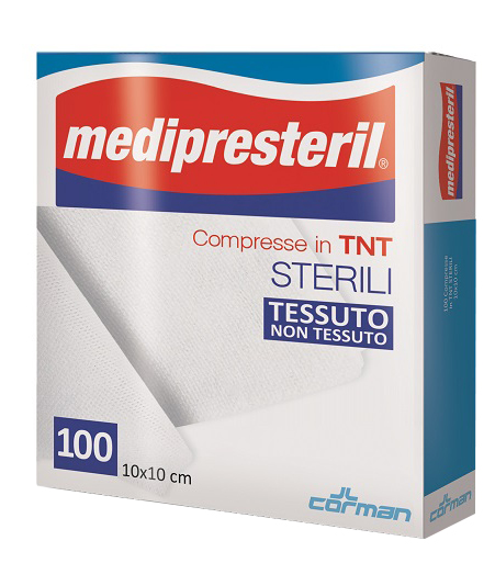 GARZA COMPRESSA MEDIPRESTERIL TNT 10X10CM 100 PEZZI - farmachicca