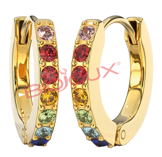 BJT726 ORECCHINI CRYSTAL HOOP GOLD PLATED - farmachicca