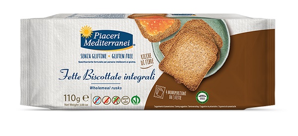 PIACERI MEDITERRANEI FETTE BISCOTTATE INTEGRALI 110 G - farmachicca