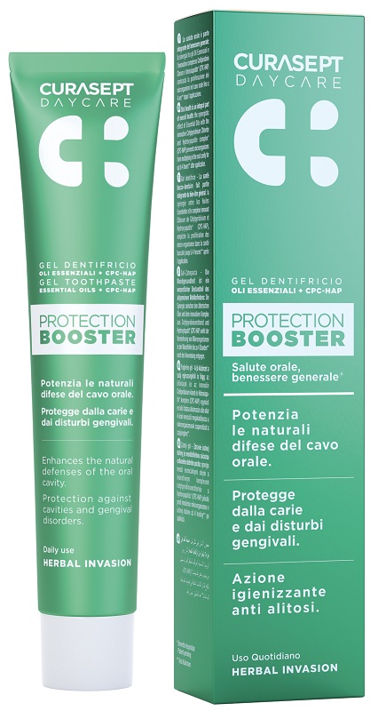 CURASEPT DAYCARE DENTIFRICIO PROTECTION BOOSTER HERBAL INVASION 75 ML - farmachicca