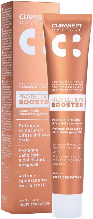 CURASEPT DAYCARE DENTIFRICIO PROTECTION BOOSTER FRUIT SENSATION 75 ML - farmachicca