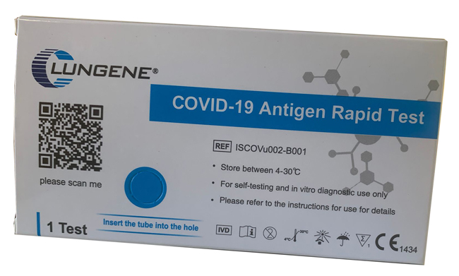 TEST ANTIGENICO RAPIDO COVID-19 CLUNGENE AUTODIAGNOSTICO DETERMINAZIONE QUALITATIVA ANTGENI SARS-COV-2 IN TAMPONI NASALI MEDIANTE IMMUNOCROMATOGRAFIA - farmachicca