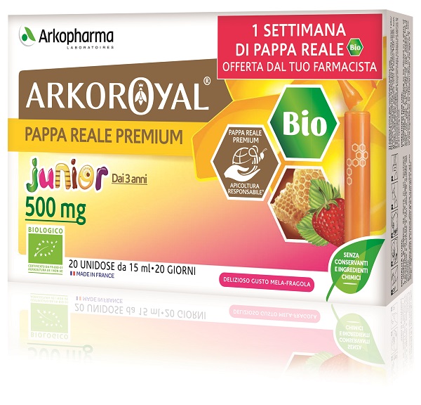 ARKOROYAL JUNIOR PAPPA REALE 500MG BIO 20 FIALOIDI PROMO - farmachicca