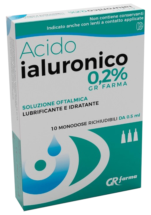 SOLUZIONE OFTALMICA LUBRIFICANTE E IDRATANTE ACIDO IALURONICO 0,2% 10 MONODOSE RICHIUDIBILI DA 0,5 ML - farmachicca