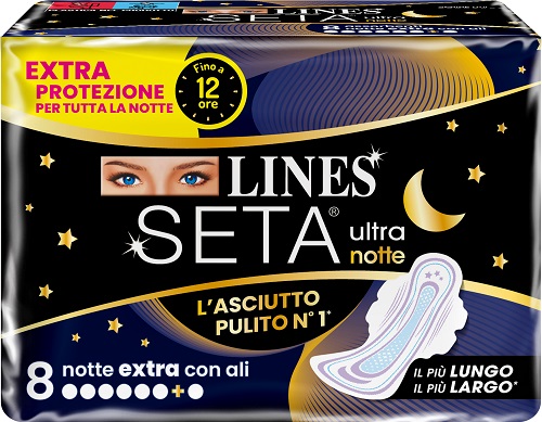LINES SETA ULTRA ASSORBENTI NOTTE 8 PEZZI - farmachicca