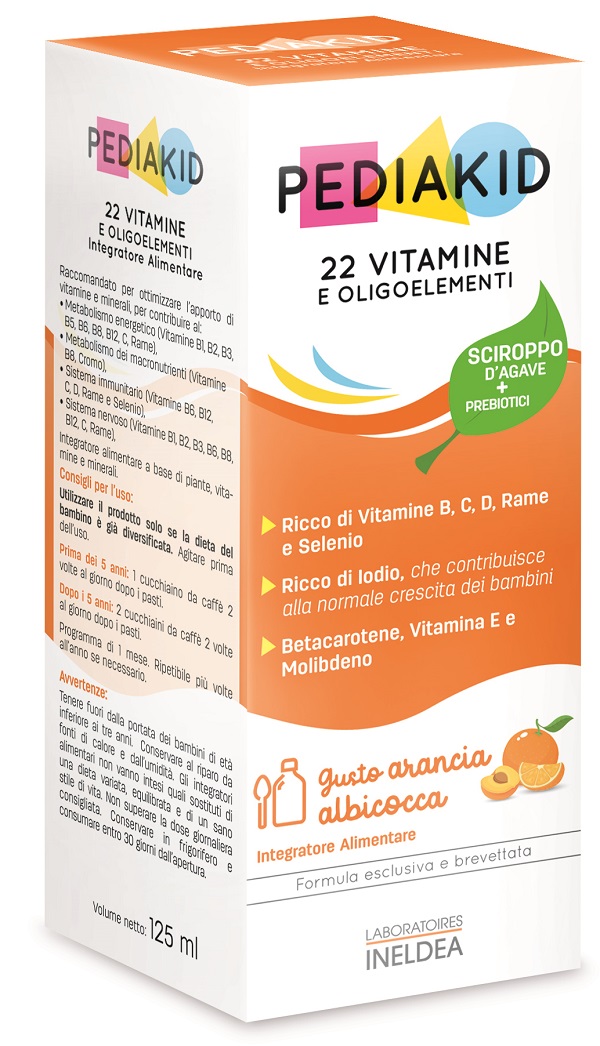 PEDIAKID 22 VITAMINE E OLIGOELEMENTI SCIROPPO 125 ML - farmachicca
