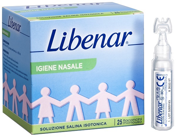 SOLUZIONE SALINA ISOTONICA 0,9% LIBENAR PER IGIENE NASALE 25 FLACONCINI MONOUSO X 5 ML - farmachicca