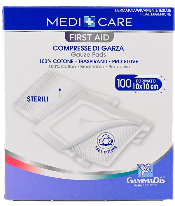 GARZA MEDICARE COTONE 10X10 CM 100 PEZZI - farmachicca