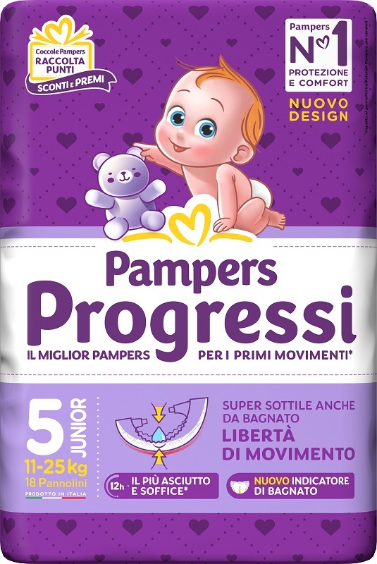 PAMPERS PROGRESSI JUNIOR 18 PEZZI - farmachicca