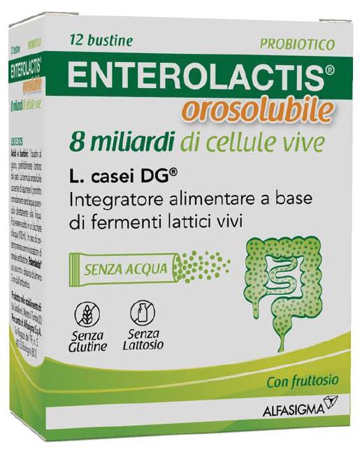 ENTEROLACTIS OROSOLUBILE 12 BUSTINE 8 MILIARDI DI CELLULE VIVE - farmachicca