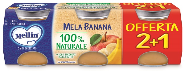 MELLIN OMOGENEIZZATO MELA BANANA 3 PEZZI DA 100 G - farmachicca