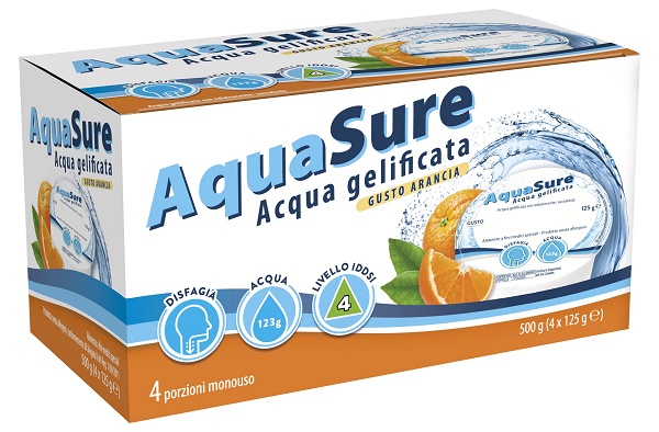 AQUASURE ACQUA GELIFICATA ARANCIA EDULCORATA MULTIPACK 4 PEZZI DA 125 G - farmachicca