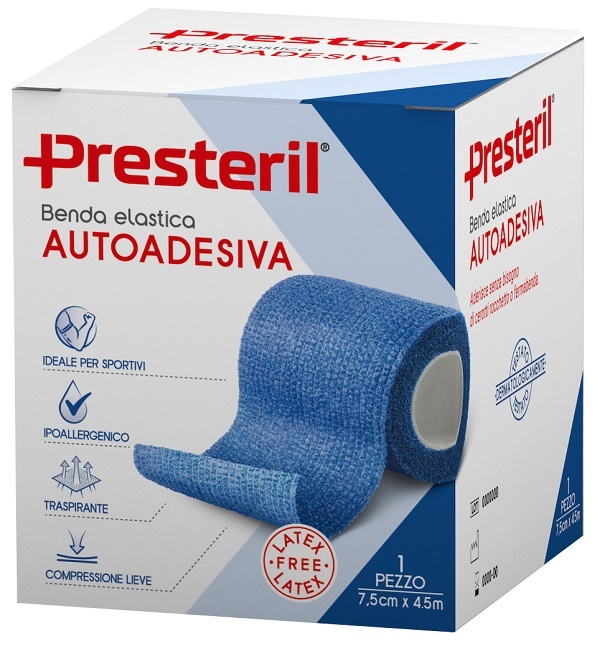 BENDA ELASTICA AUTOADESIVA LATEX FREE PRESTERIL CM 7,5X4,5 M TESI BLU - farmachicca