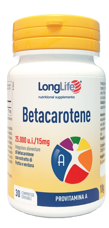 LONGLIFE BETACAROTENE 25000UI 30 COMPRESSE DIVISIBILI SENZA GLUTINE - farmachicca